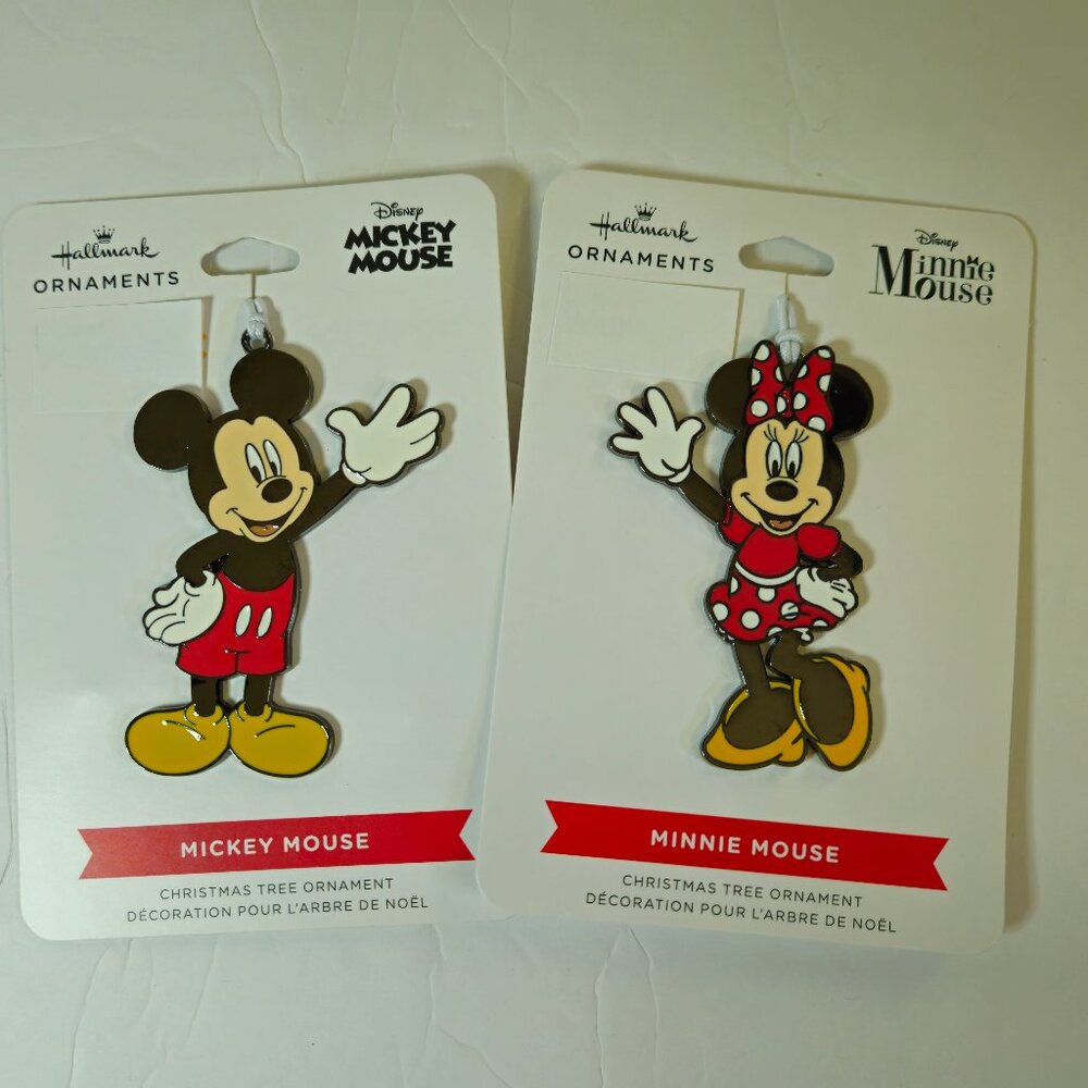Hallmark Mickey and Minnie Mouse Metal Ornaments NWT